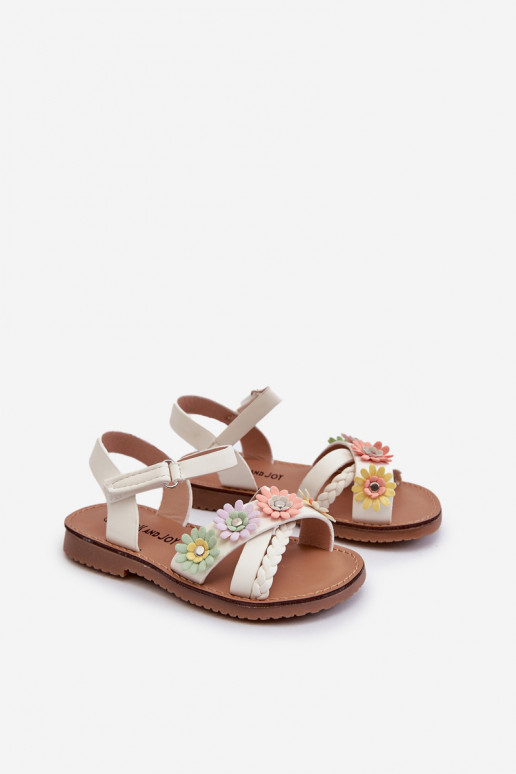 sandalias Infantil con cierres adhesivos Con flores en blanco Nestalee