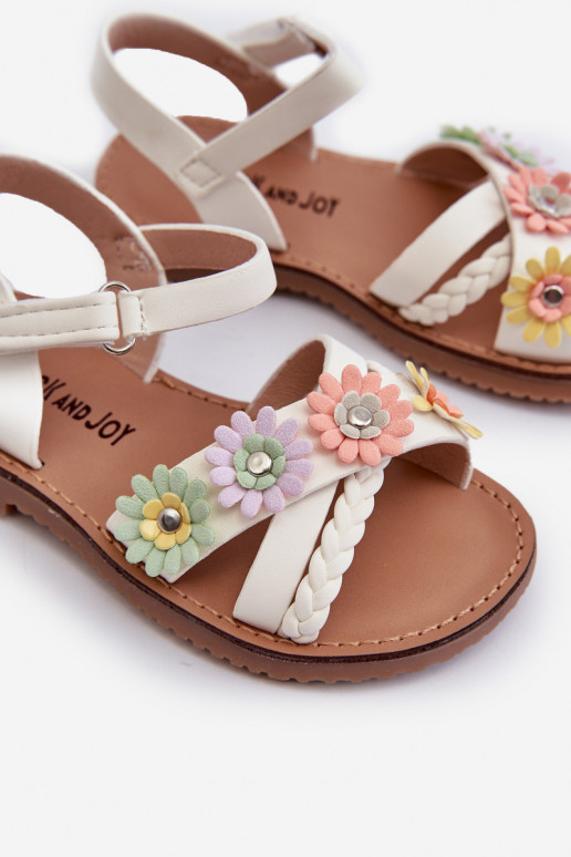 sandalias Infantil con cierres adhesivos Con flores en blanco Nestalee