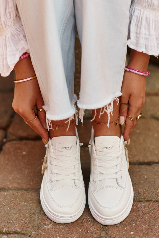 calzado casual calzado deportivo con plataforma con adornos color blanco Vinceza 13613 calzado casual calzado deportivo con plataforma con adornos color blanco Vinceza 13613