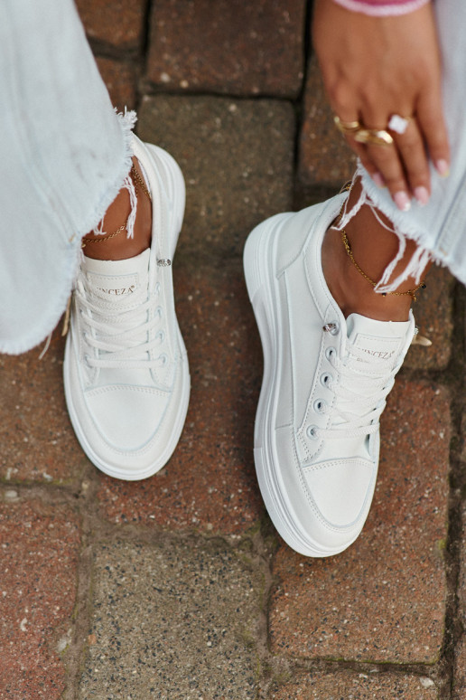 calzado casual calzado deportivo con plataforma con adornos color blanco Vinceza 13613