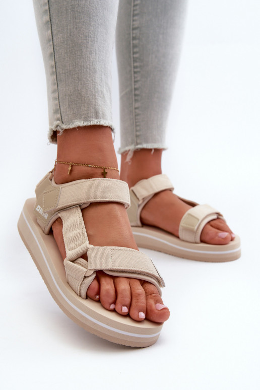 Sandalias mujer plataforma Big Star NN274A535 beige