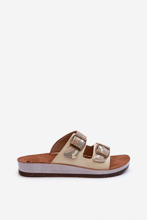 Pantuflas de mujer cómodas con hebillas Inblu CP000045 color dorado Pantuflas de mujer cómodas con hebillas Inblu CP000045 color dorado