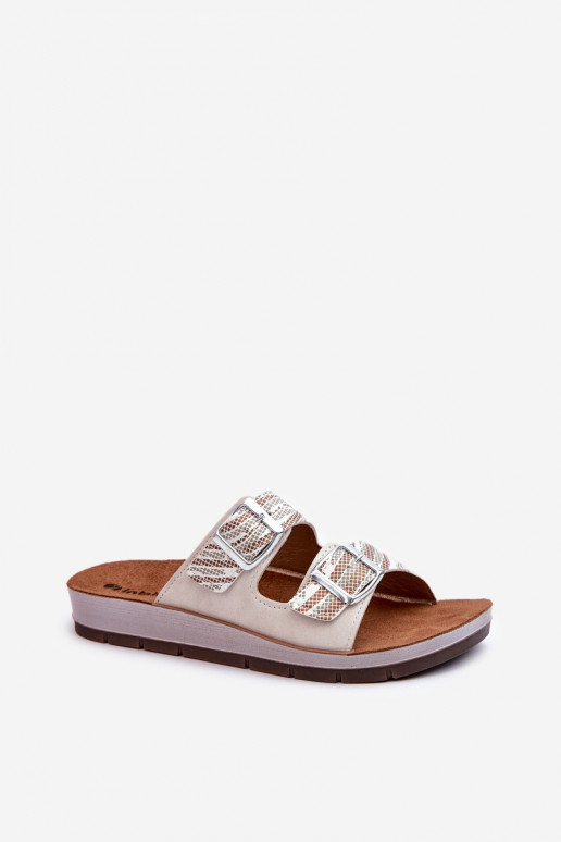 Pantuflas de mujer cómodas con hebillas Inblu CP000045 beige
