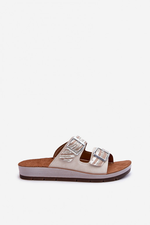 Pantuflas de mujer cómodas con hebillas Inblu CP000045 beige