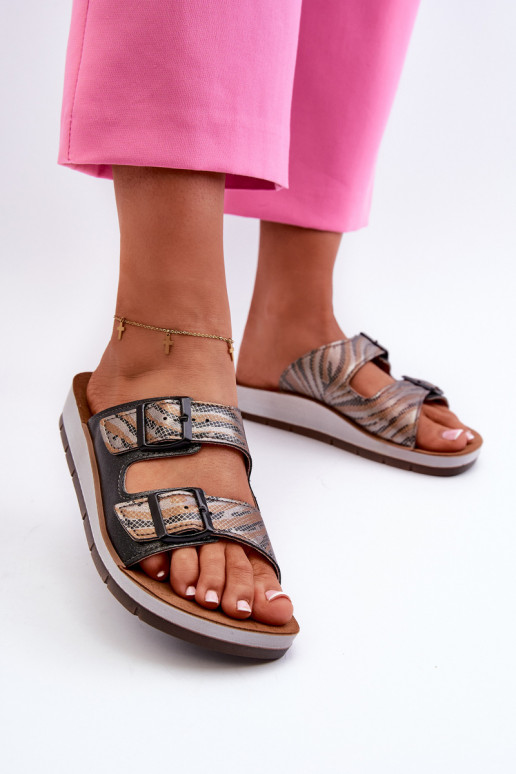 Pantuflas de mujer cómodas con hebillas Inblu CP000045 negro