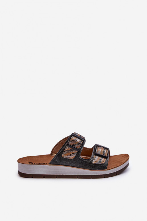 Pantuflas de mujer cómodas con hebillas Inblu CP000045 negro