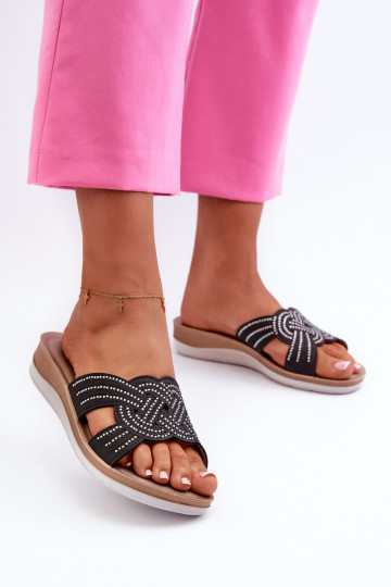 Pantuflas de mujer cómodas con ojos brillantes Inblu BV000037 negro 2