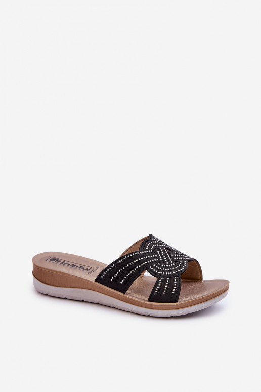 Pantuflas de mujer cómodas con ojos brillantes Inblu BV000037 negro