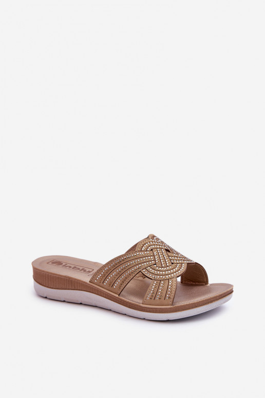 Pantuflas de mujer cómodas con ojos brillantes Inblu BV000037 beige Pantuflas de mujer cómodas con ojos brillantes Inblu BV000037 beige