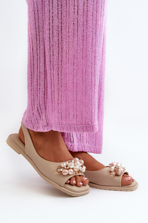 Sandalias de mujer con bonitos detalles S.Barski KV27-004 beige