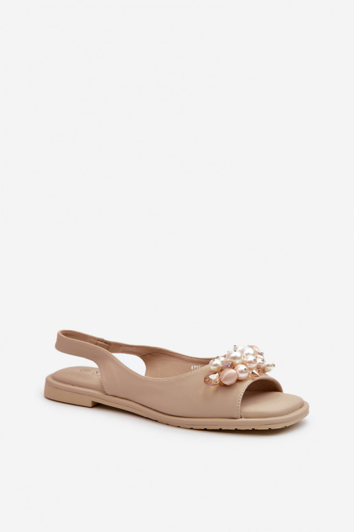 Sandalias de mujer con bonitos detalles S.Barski KV27-004 beige