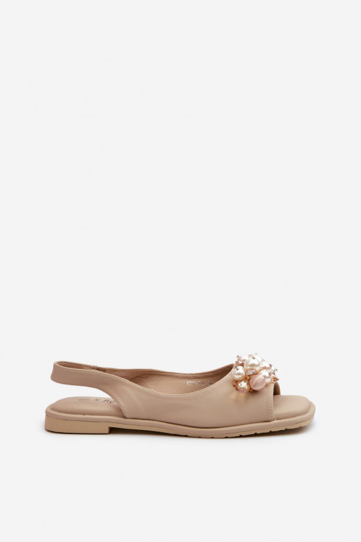 Sandalias de mujer con bonitos detalles S.Barski KV27-004 beige