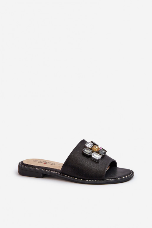 Zapatillas de mujer con bonitos detalles S.Barski KV27-031 color negro
