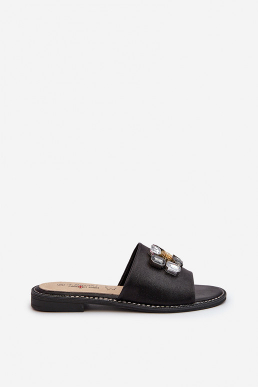 Zapatillas de mujer con bonitos detalles S.Barski KV27-031 color negro