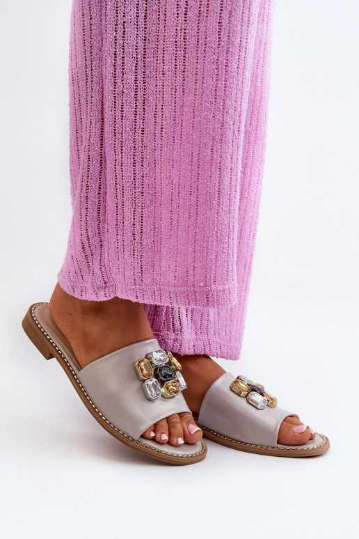 Zapatillas de mujer con bonitos detalles S.Barski KV27-031 beige