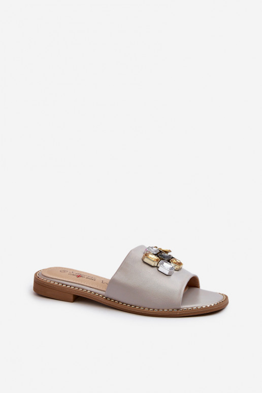 Zapatillas de mujer con bonitos detalles S.Barski KV27-031 beige