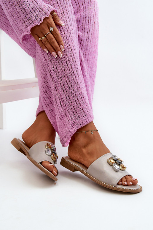 Zapatillas de mujer con bonitos detalles S.Barski KV27-031 beige