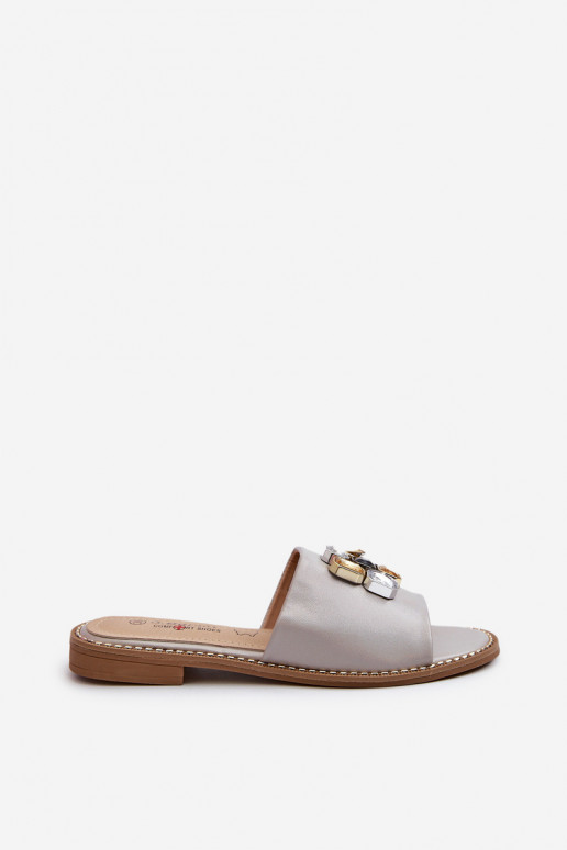 Zapatillas de mujer con bonitos detalles S.Barski KV27-031 beige