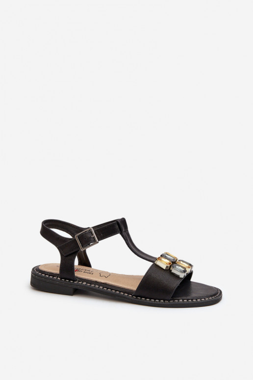 Sandalias de mujer estilo elegante Con detalles ornamentados S.Barski KV27-030 color negro