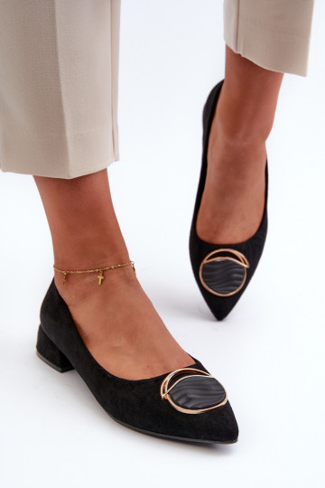 Zapatos con tacón bajo Z fabricados en ante ecológico S.Barski KV27-037 color negro 2