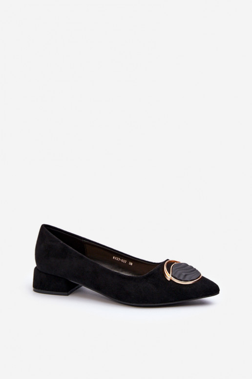 Zapatos con tacón bajo Z fabricados en ante ecológico S.Barski KV27-037 color negro