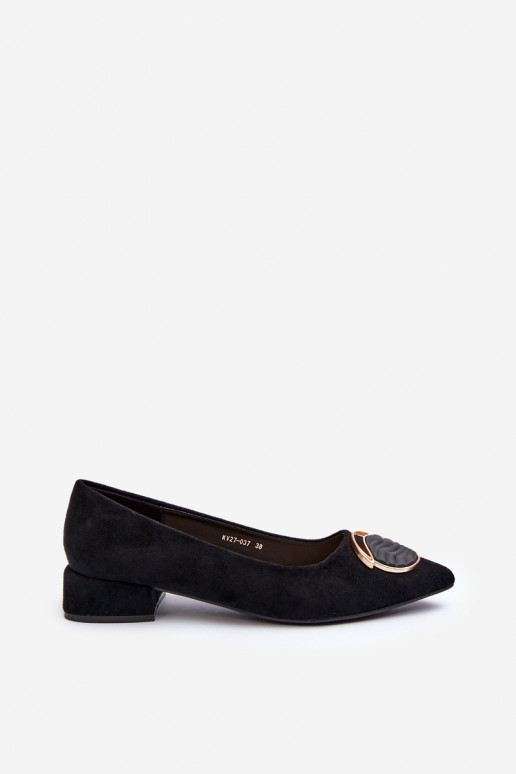 Zapatos con tacón bajo Z fabricados en ante ecológico S.Barski KV27-037 color negro