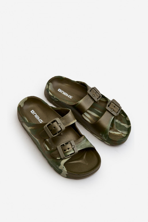 Pantuflas ligeras para niño Pantuflas ligeras con hebillas en color caqui Adirnaca