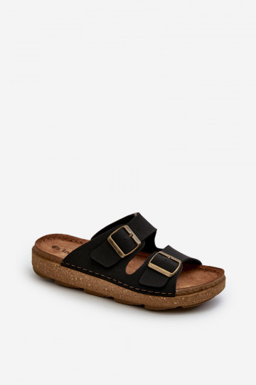 Pantuflas Easy Cómodas Hombre con hebillas Inblu MT000016 color negro