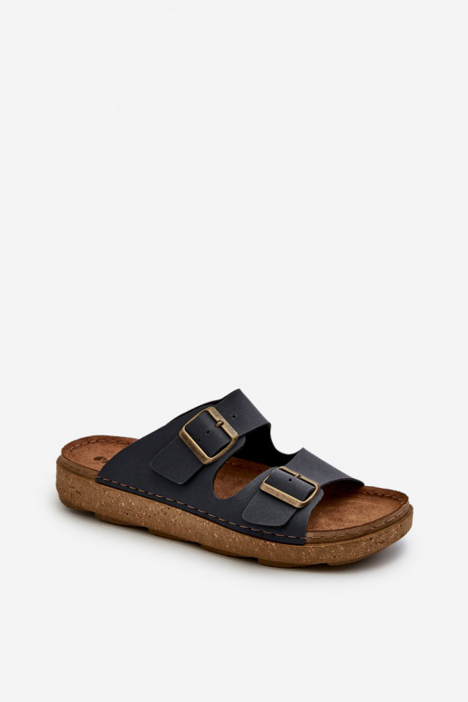 Zapatillas Easy Cómodas Hombre con hebillas Inblu MT000016 azul oscuro