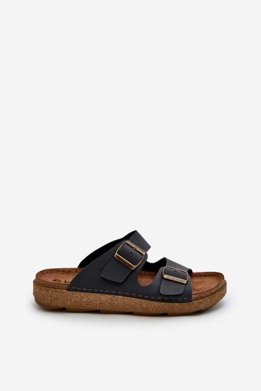 Zapatillas Easy Cómodas Hombre con hebillas Inblu MT000016 azul oscuro