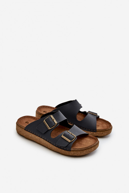 Zapatillas Easy Cómodas Hombre con hebillas Inblu MT000016 azul oscuro
