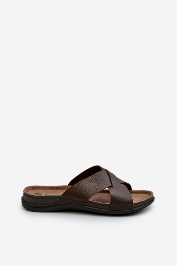 Cómodas pantuflas ligeras de piel ecológica Inblu GV00001I marrón 2