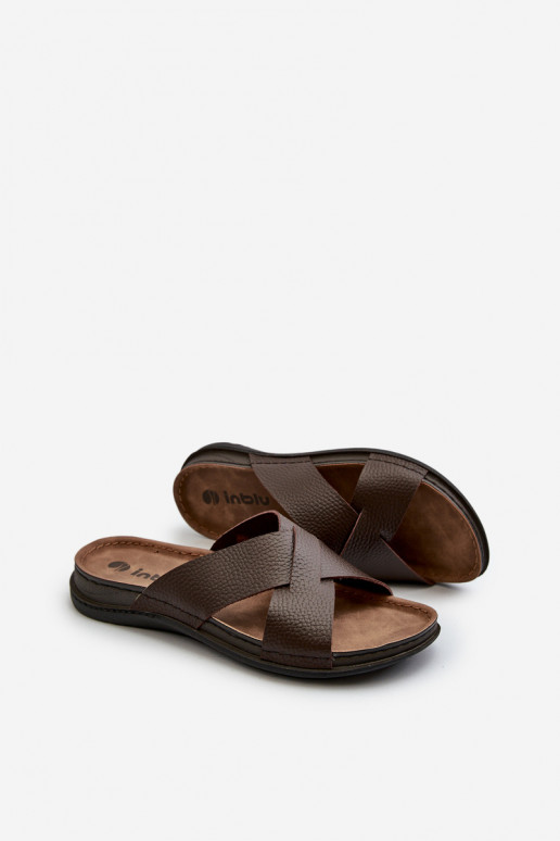 Cómodas pantuflas ligeras de piel ecológica Inblu GV00001I marrón Cómodas pantuflas ligeras de piel ecológica Inblu GV00001I marrón