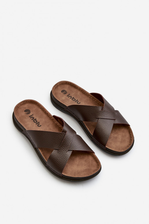 Cómodas pantuflas ligeras de piel ecológica Inblu GV00001I marrón Cómodas pantuflas ligeras de piel ecológica Inblu GV00001I marrón