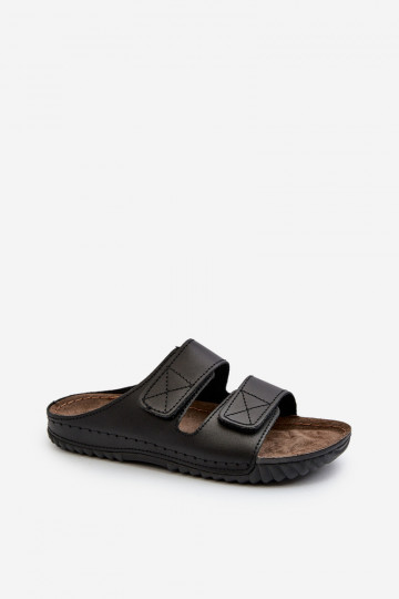 Pantuflas Cómodas Hombre A Rayas Con Velcro Inblu FM00001U Negro