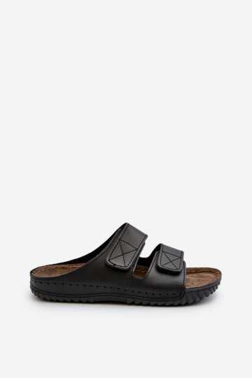 Pantuflas Cómodas Hombre A Rayas Con Velcro Inblu FM00001U Negro 2