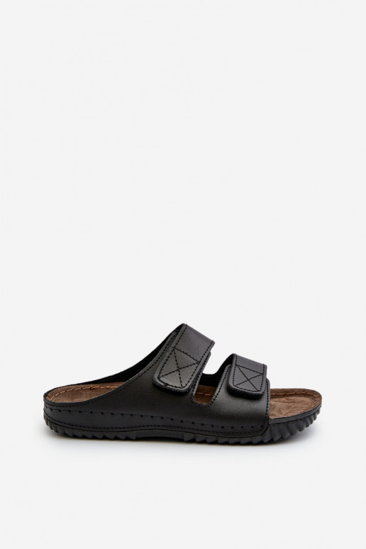 Pantuflas Cómodas Hombre A Rayas Con Velcro Inblu FM00001U Negro