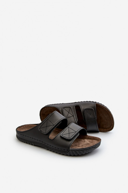 Pantuflas Cómodas Hombre A Rayas Con Velcro Inblu FM00001U Negro