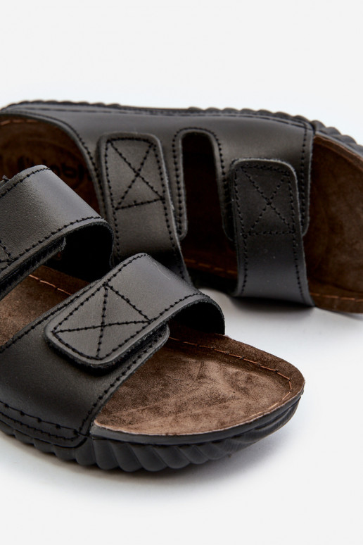 Pantuflas Cómodas Hombre A Rayas Con Velcro Inblu FM00001U Negro