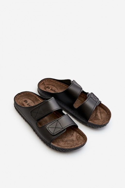 Pantuflas Cómodas Hombre A Rayas Con Velcro Inblu FM00001U Negro