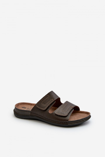 Pantuflas Cómodas Hombre A Rayas Con Velcro Inblu GV00002I Marrón Oscuro