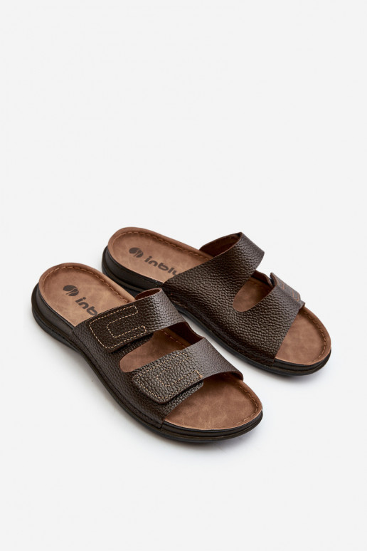 Pantuflas Cómodas Hombre A Rayas Con Velcro Inblu GV00002I Marrón Oscuro Pantuflas Cómodas Hombre A Rayas Con Velcro Inblu GV00002I Marrón Oscuro