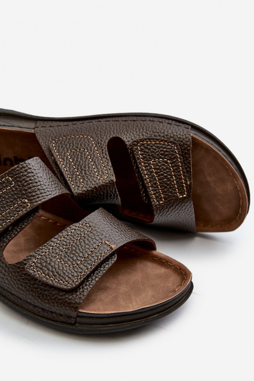 Pantuflas Cómodas Hombre A Rayas Con Velcro Inblu GV00002I Marrón Oscuro Pantuflas Cómodas Hombre A Rayas Con Velcro Inblu GV00002I Marrón Oscuro