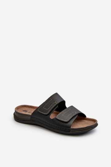 Pantuflas Cómodas Hombre A Rayas Con Velcro Inblu GV00002I Negro