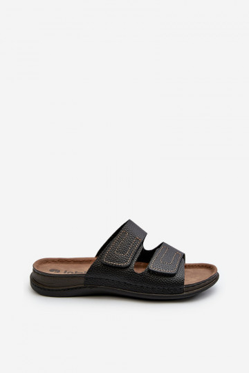 Pantuflas Cómodas Hombre A Rayas Con Velcro Inblu GV00002I Negro 2