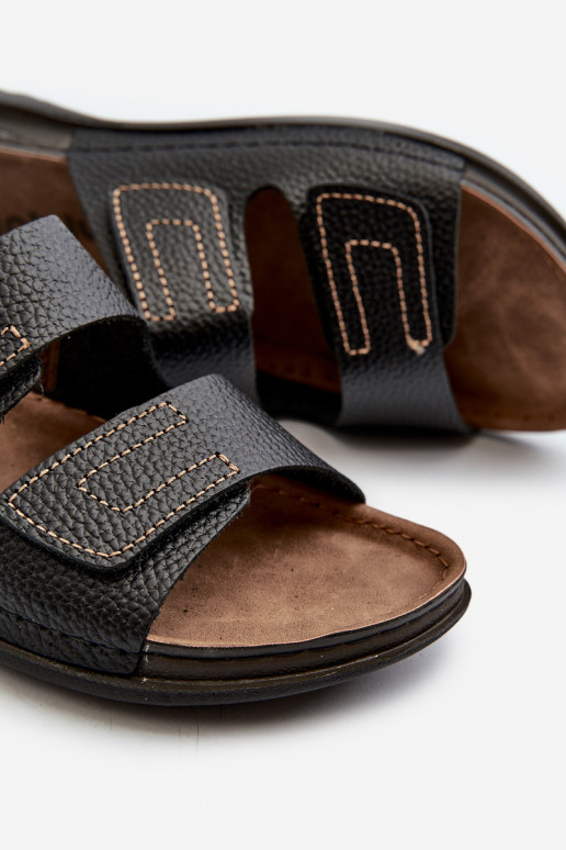 Pantuflas Cómodas Hombre A Rayas Con Velcro Inblu GV00002I Negro