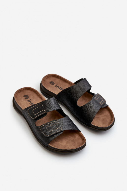 Pantuflas Cómodas Hombre A Rayas Con Velcro Inblu GV00002I Negro