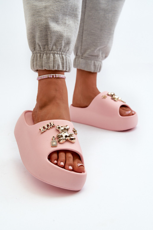 Pantuflas mujer Lengwa Pantuflas ligeras con bonitos detalles en color rosa Orchia