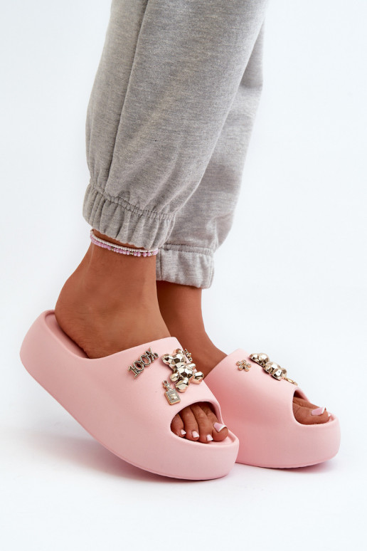 Pantuflas mujer Lengwa Pantuflas ligeras con bonitos detalles en color rosa Orchia