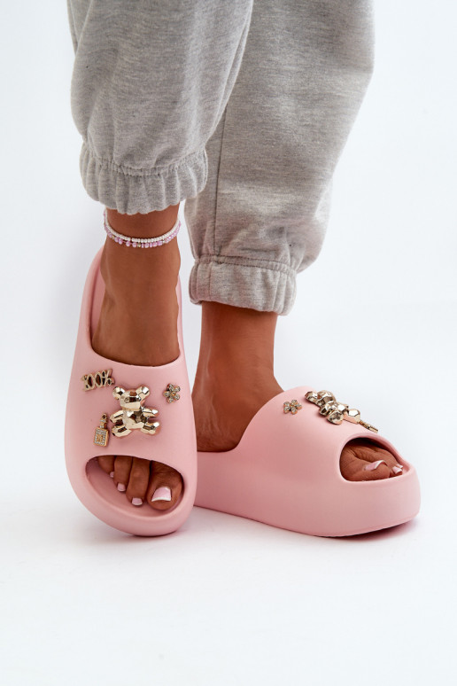 Pantuflas mujer Lengwa Pantuflas ligeras con bonitos detalles en color rosa Orchia